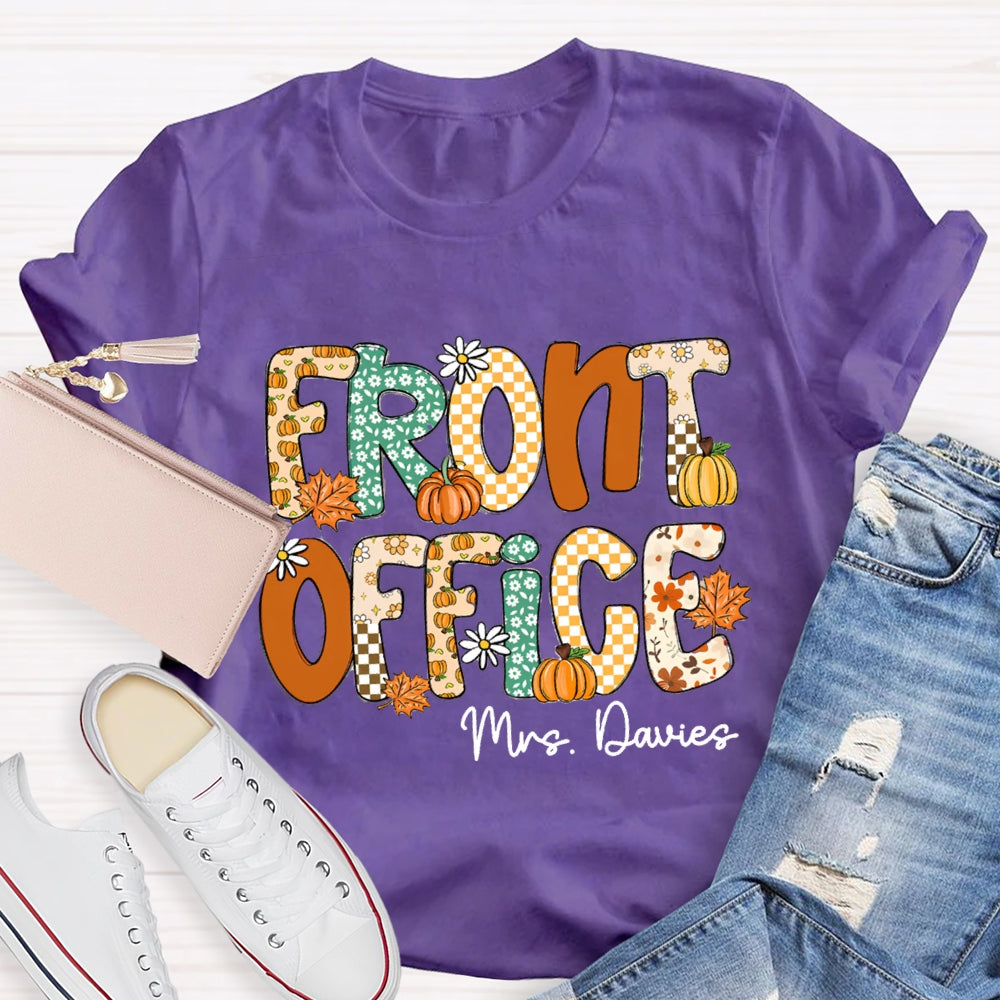 Personalized Name Front Office Pumpkin Season T-Shirt