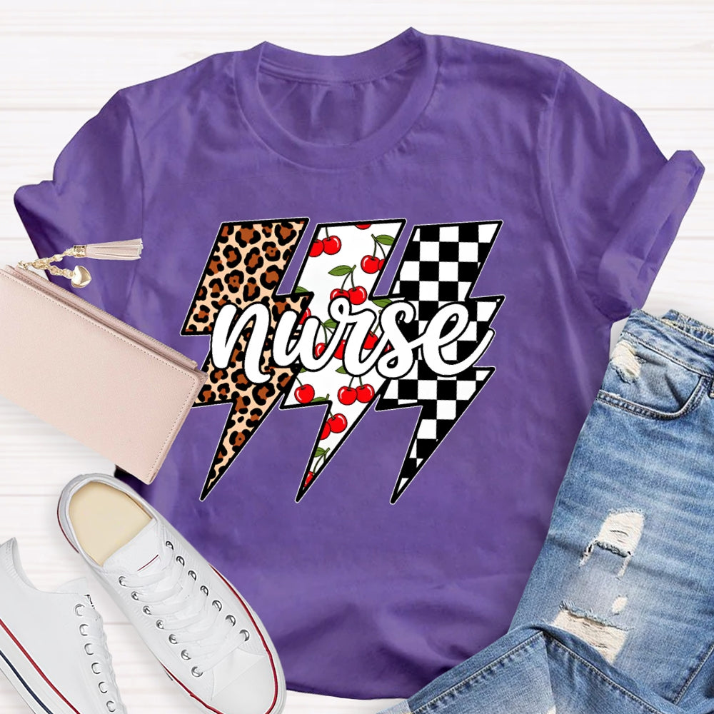 Nurse Lightning Leopard Print T-shirt