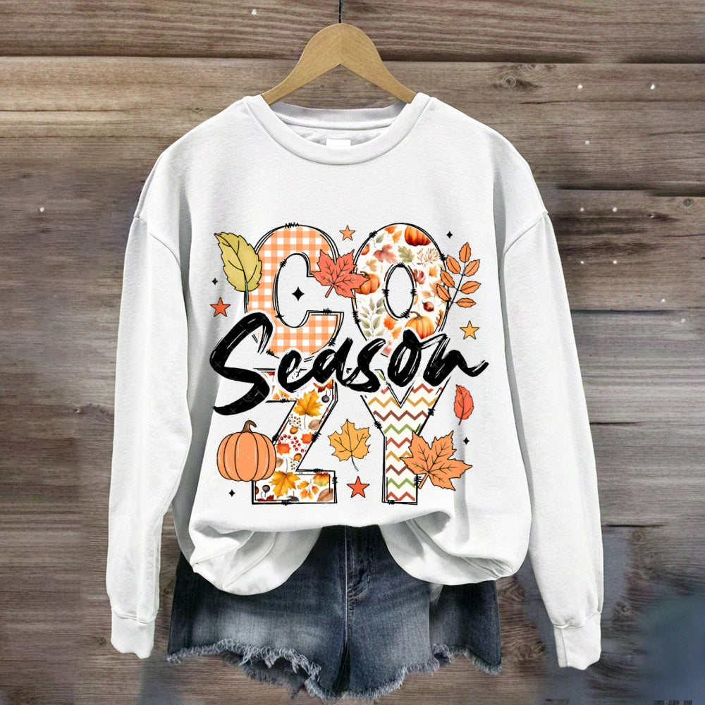 Cozy Season Pumpkins And Maple Leaves sweatshirt