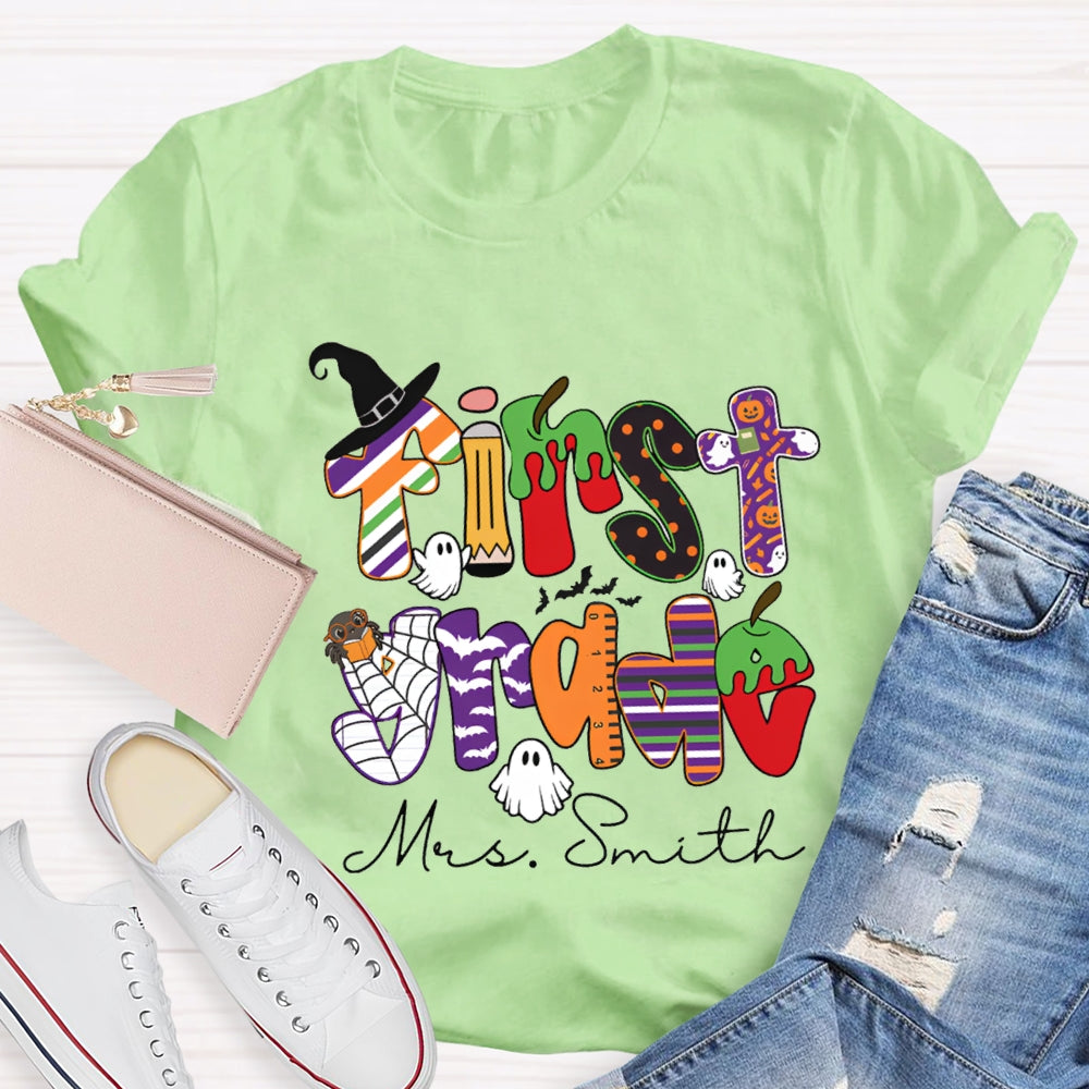 Personalized Grade And Name Halloween Halloween Ghost Spider T-Shirt