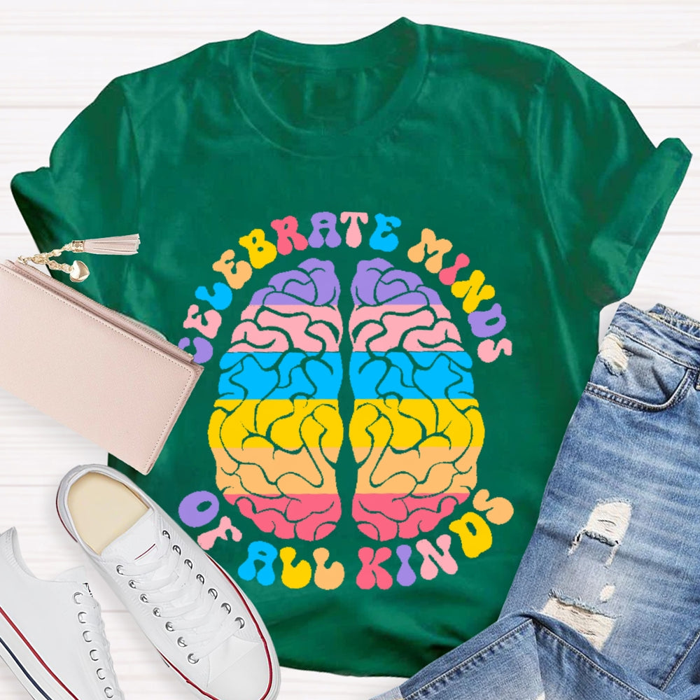 Celebrate Minds Of All Kinds Color Brain T-shirt