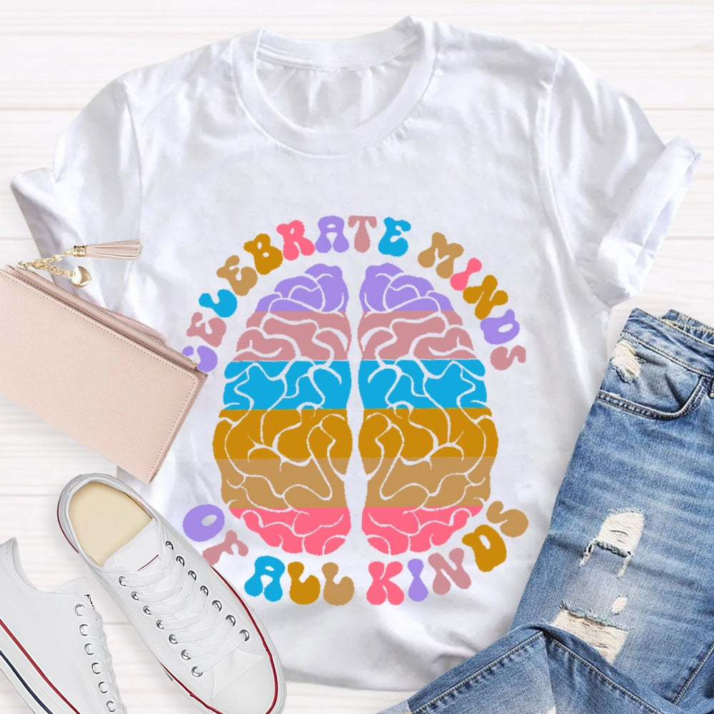 Celebrate Minds Of All Kinds Color Brain T-shirt