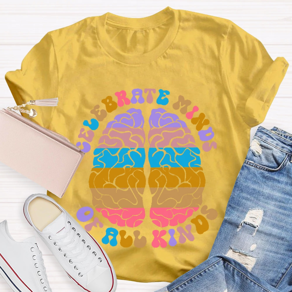 Celebrate Minds Of All Kinds Color Brain T-shirt