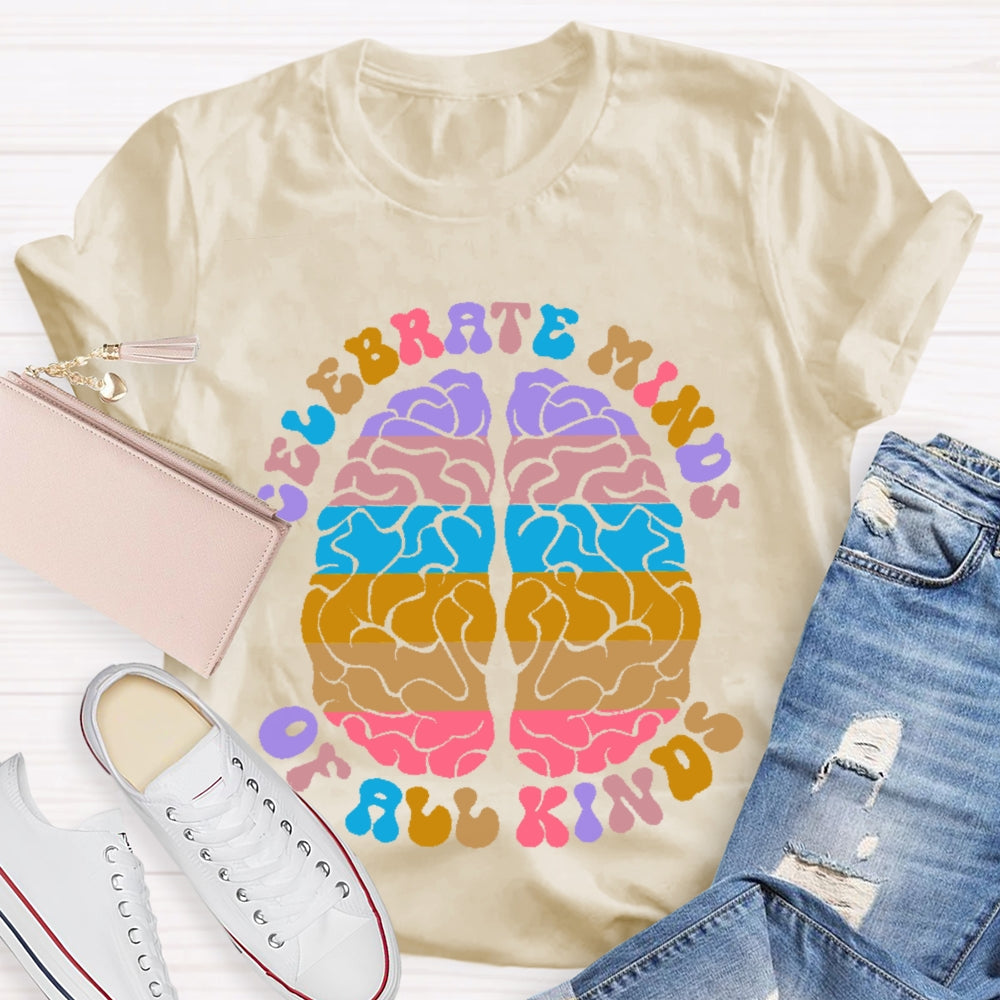 Celebrate Minds Of All Kinds Color Brain T-shirt
