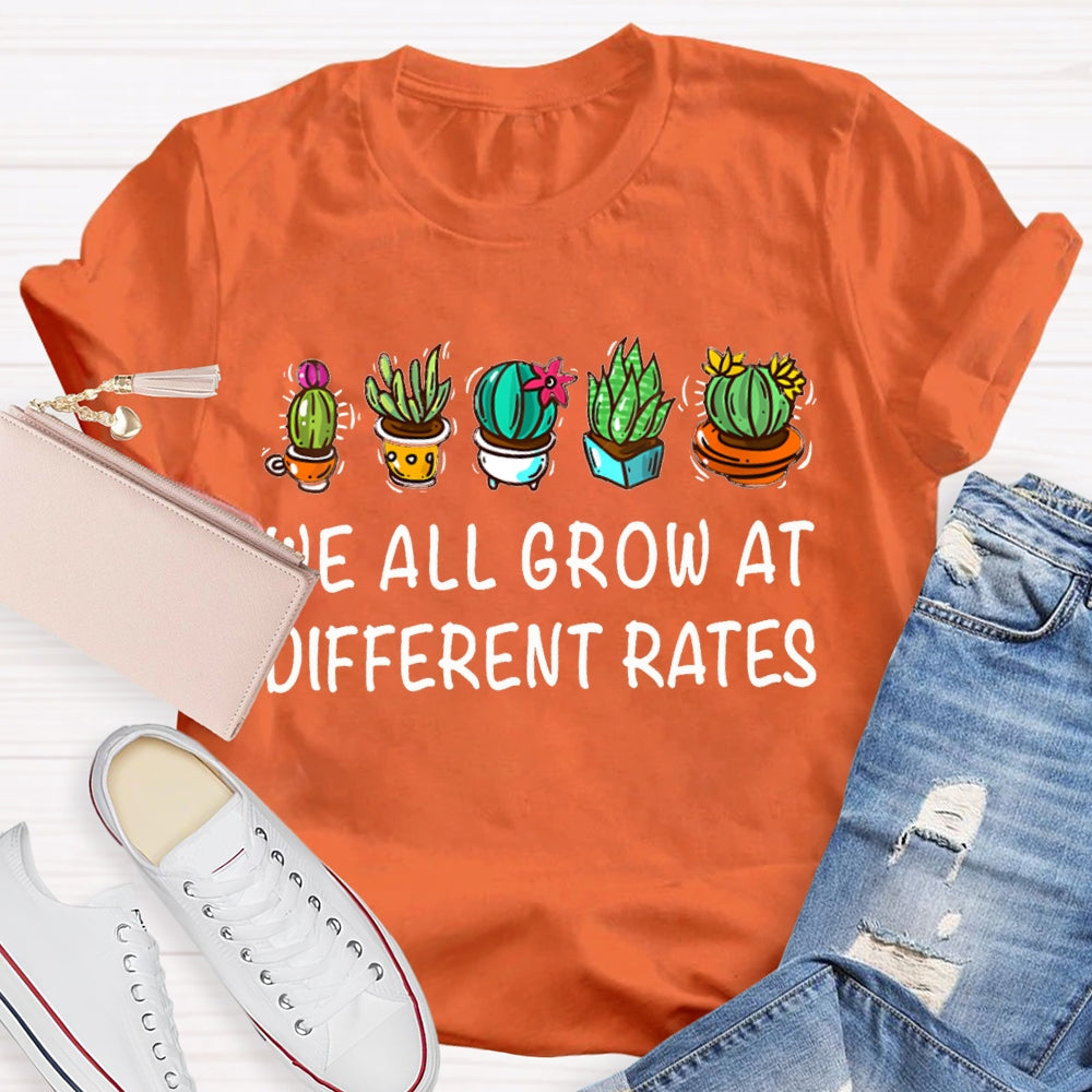 We All Grow At Different Rates Plants In Colorful Pots T-shirt