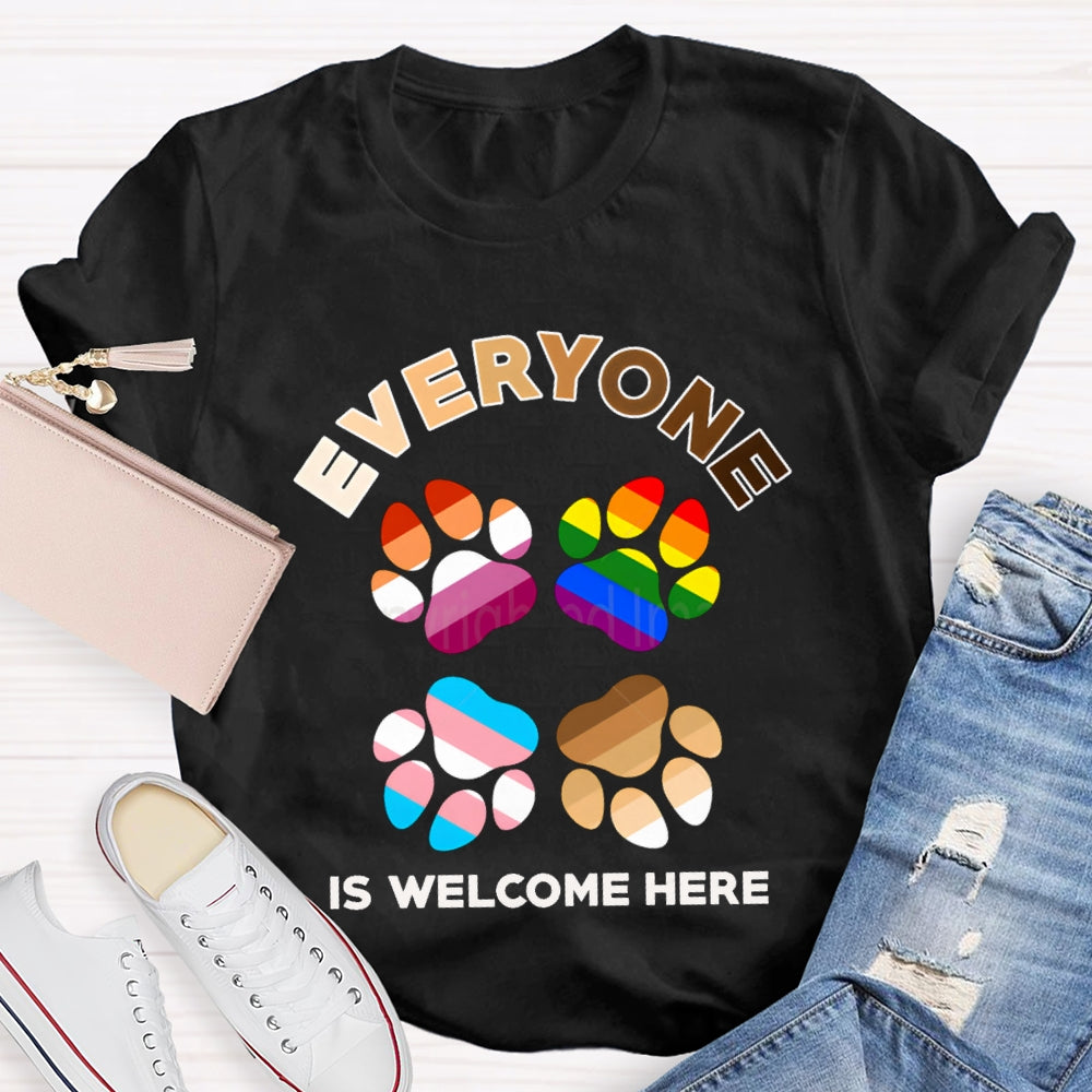 Everyone Is Welcome Here Colorful Footprints T-shirt