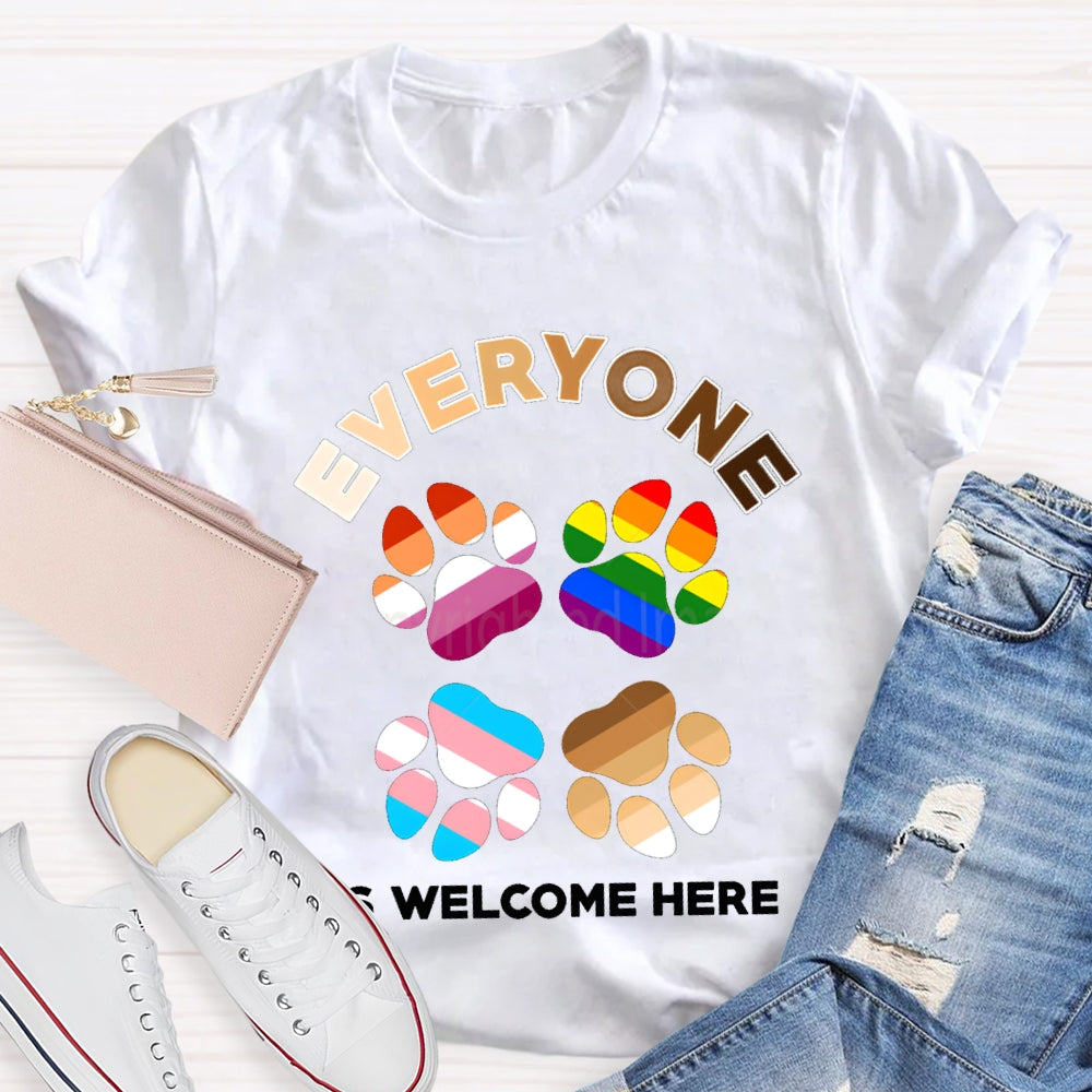 Everyone Is Welcome Here Colorful Footprints T-shirt