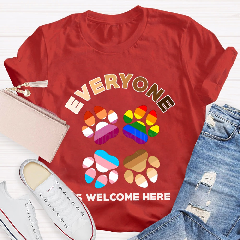 Everyone Is Welcome Here Colorful Footprints T-shirt