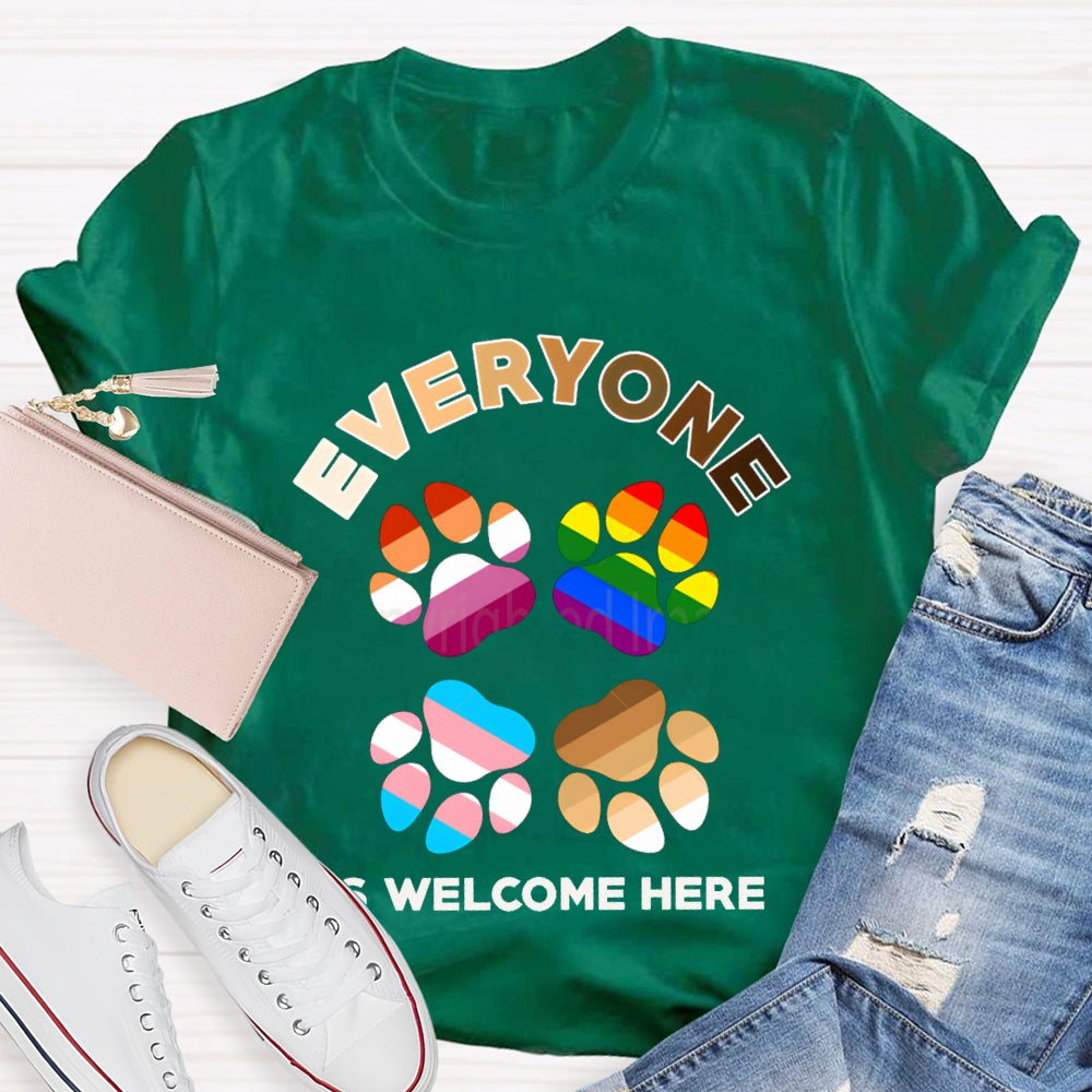 Everyone Is Welcome Here Colorful Footprints T-shirt