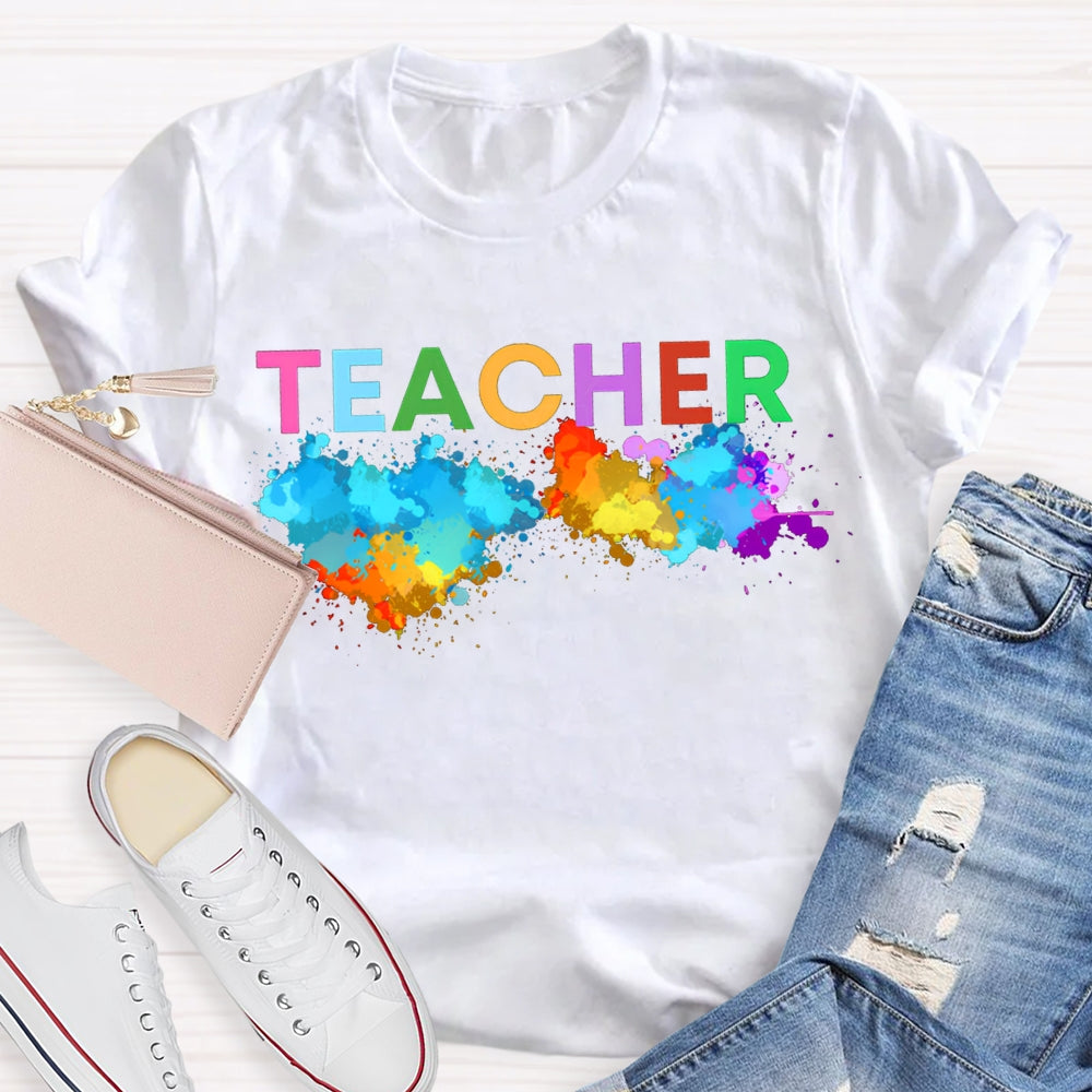 Colorful Tie-Dye Print Art Teacher T-shirt
