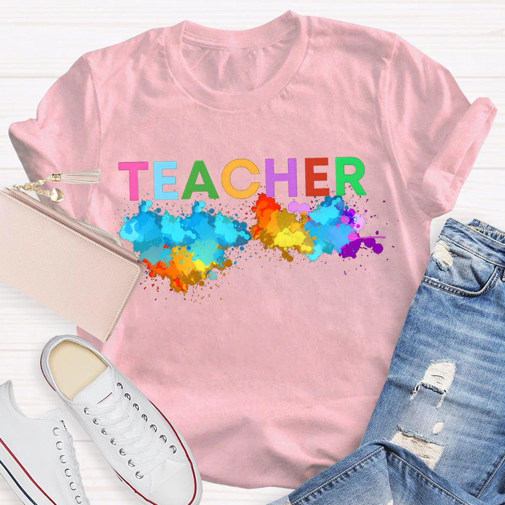 Colorful Tie-Dye Print Art Teacher T-shirt