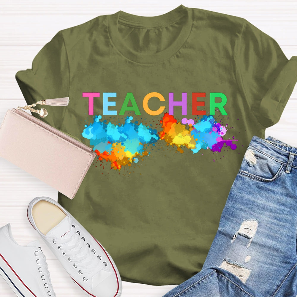 Colorful Tie-Dye Print Art Teacher T-shirt