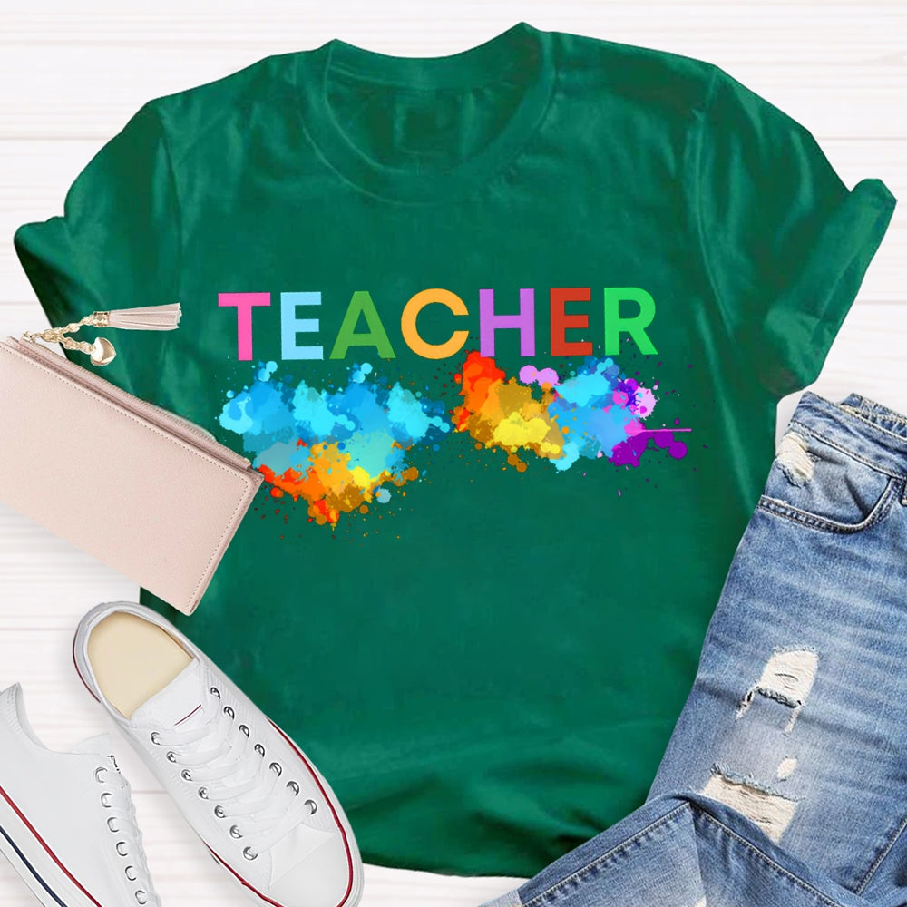 Colorful Tie-Dye Print Art Teacher T-shirt