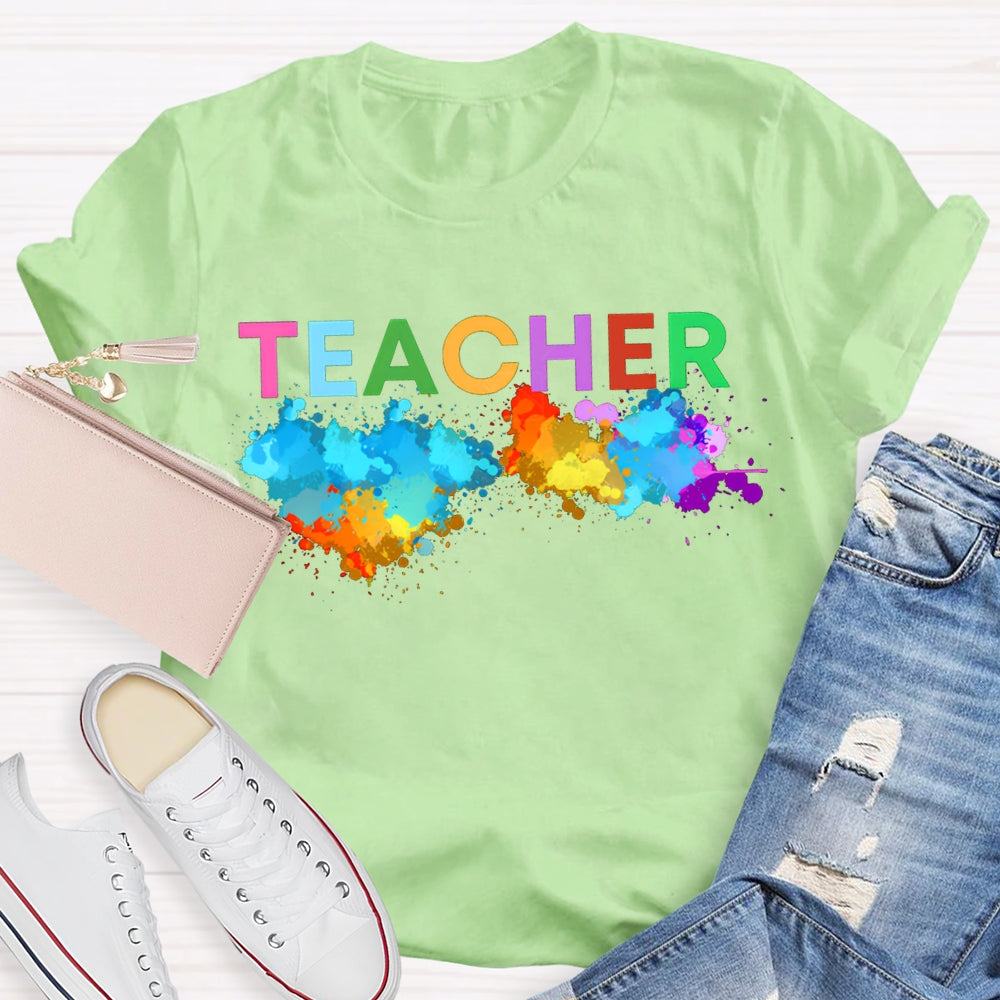 Colorful Tie-Dye Print Art Teacher T-shirt
