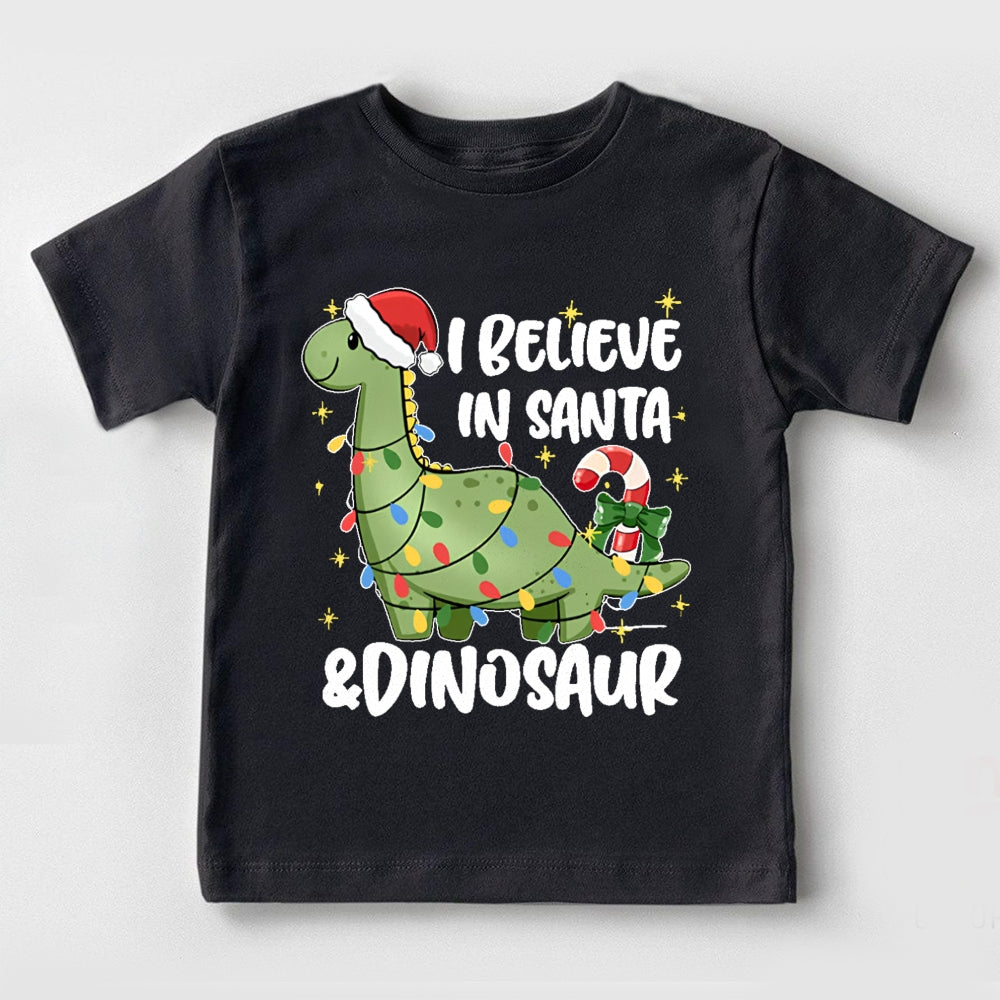 I Believe In Santa And Dinosaur Christmas Toddler T-shirts