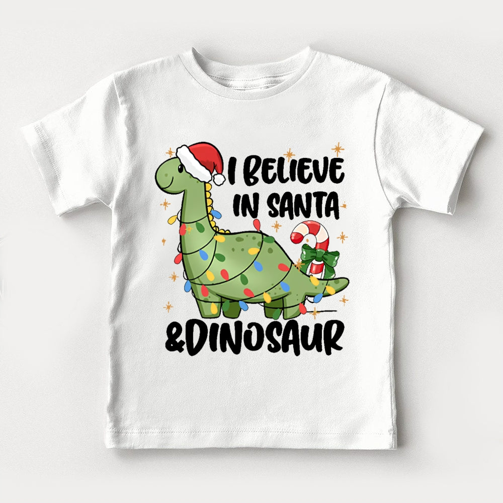 I Believe In Santa And Dinosaur Christmas Toddler T-shirts