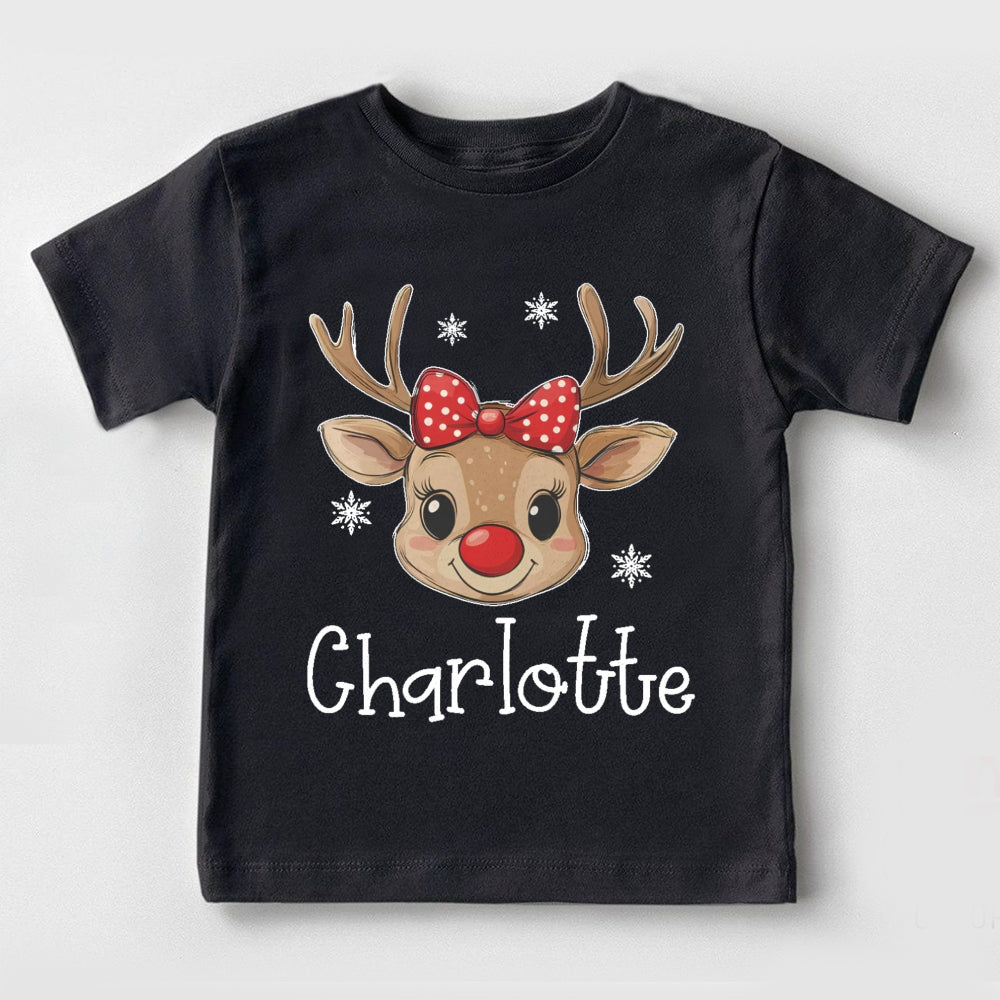 Personalized Name Christmas Deer Toddler T-shirts