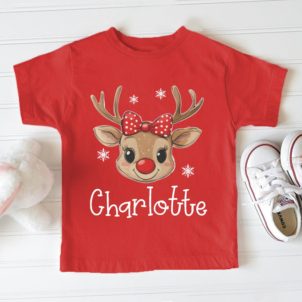 Personalized Name Christmas Deer Toddler T-shirts