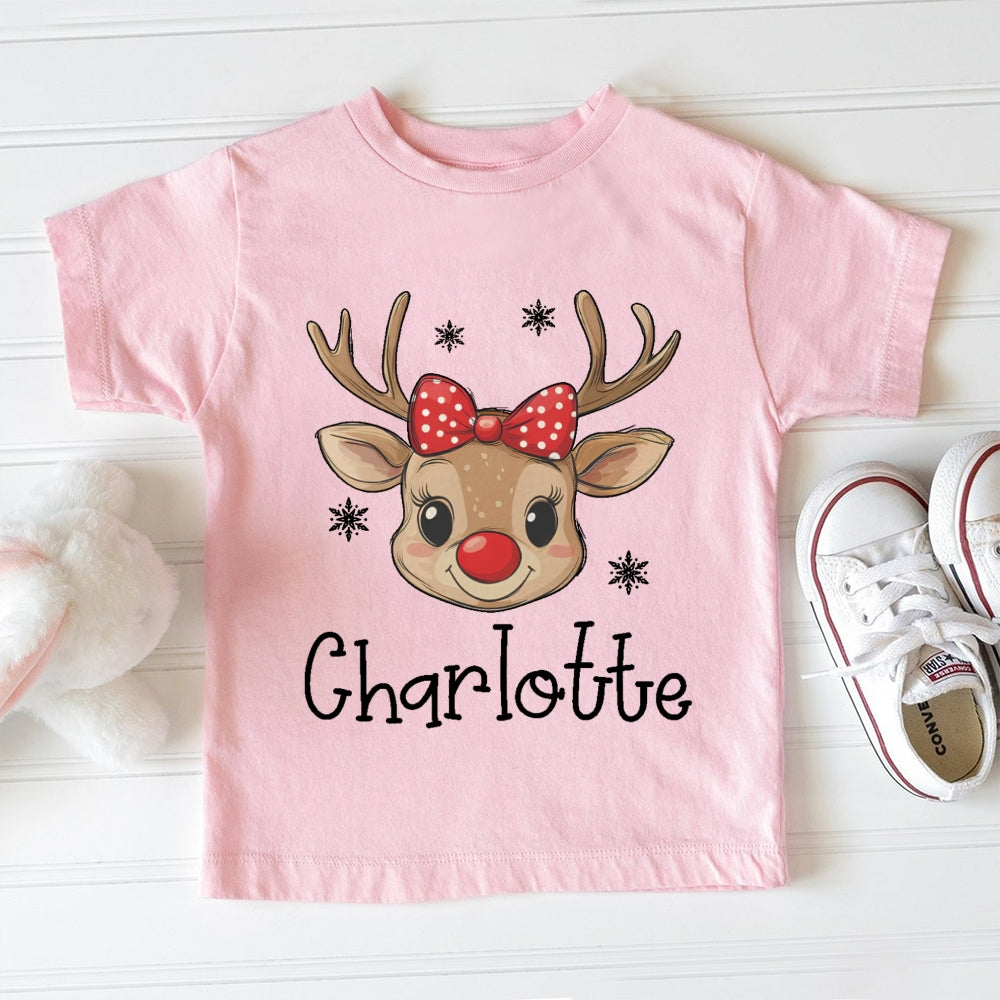 Personalized Name Christmas Deer Toddler T-shirts
