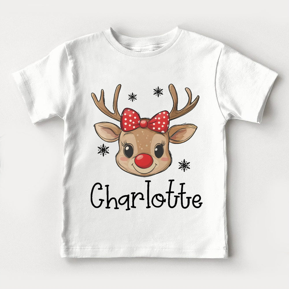 Personalized Name Christmas Deer Toddler T-shirts