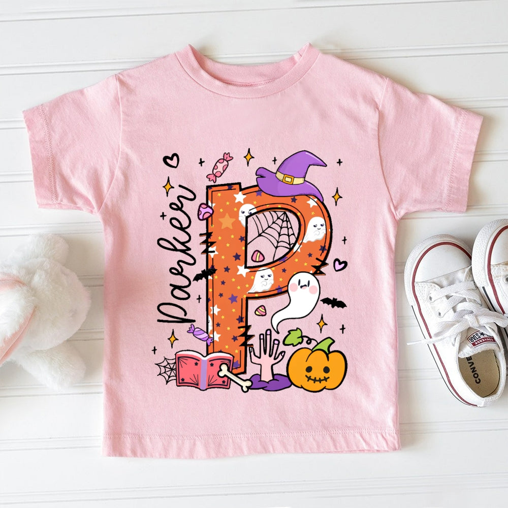 Personalized Name Ghost Pumpkin Halloween Toddler T-shirts