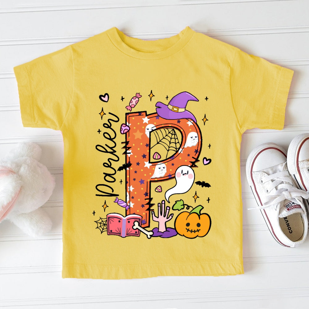 Personalized Name Ghost Pumpkin Halloween Toddler T-shirts