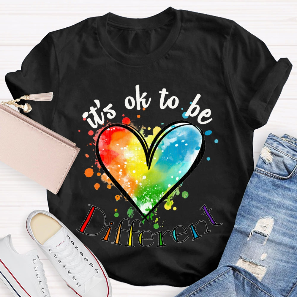 It'S Ok Be Different Colorful Tie-Dye Hearts T-shirt