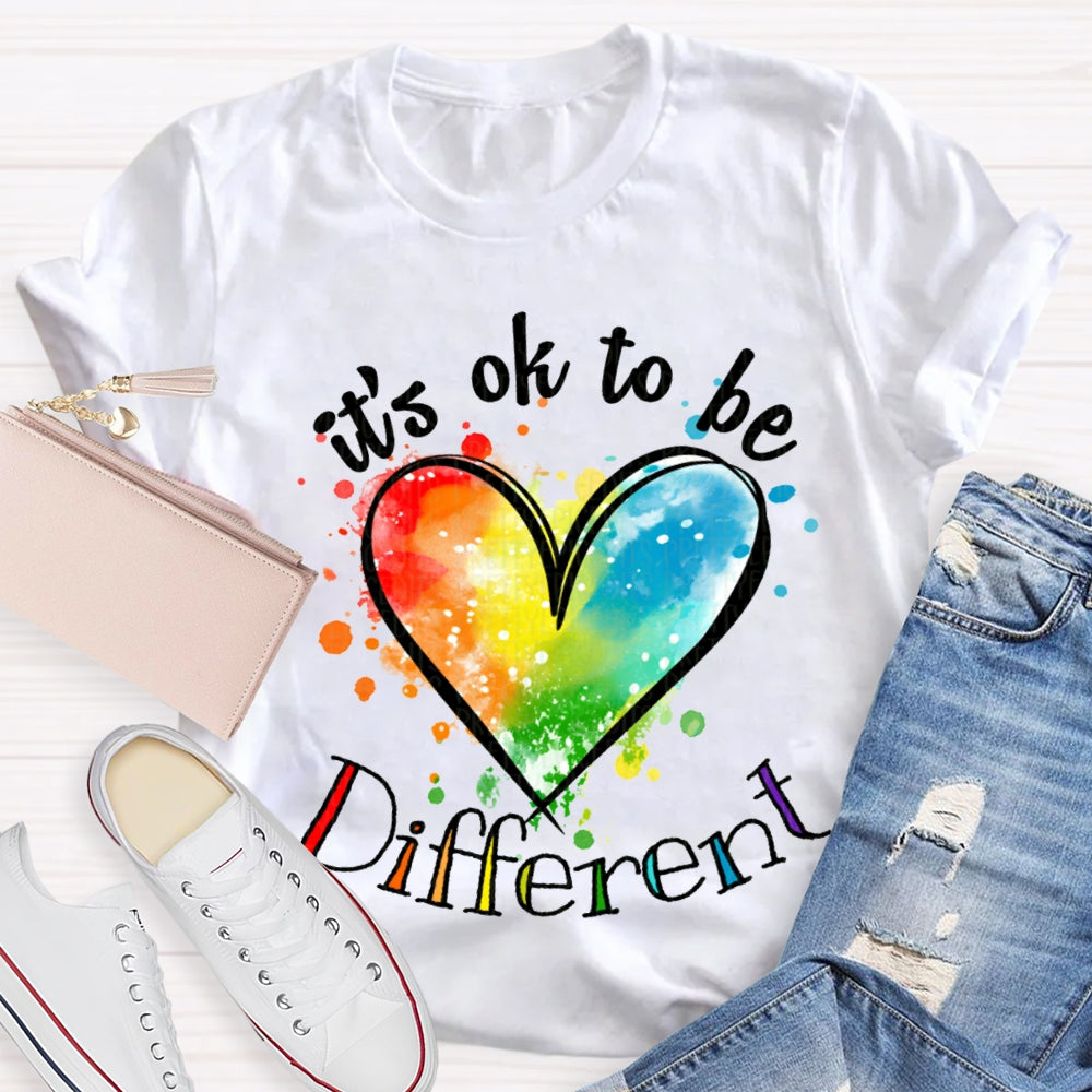 It'S Ok Be Different Colorful Tie-Dye Hearts T-shirt