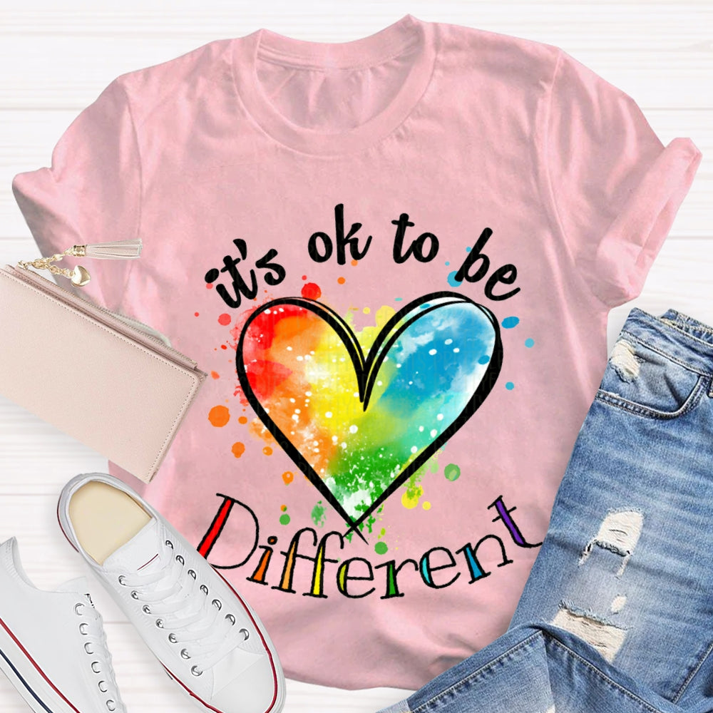 It'S Ok Be Different Colorful Tie-Dye Hearts T-shirt