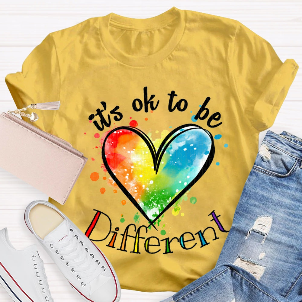 It'S Ok Be Different Colorful Tie-Dye Hearts T-shirt
