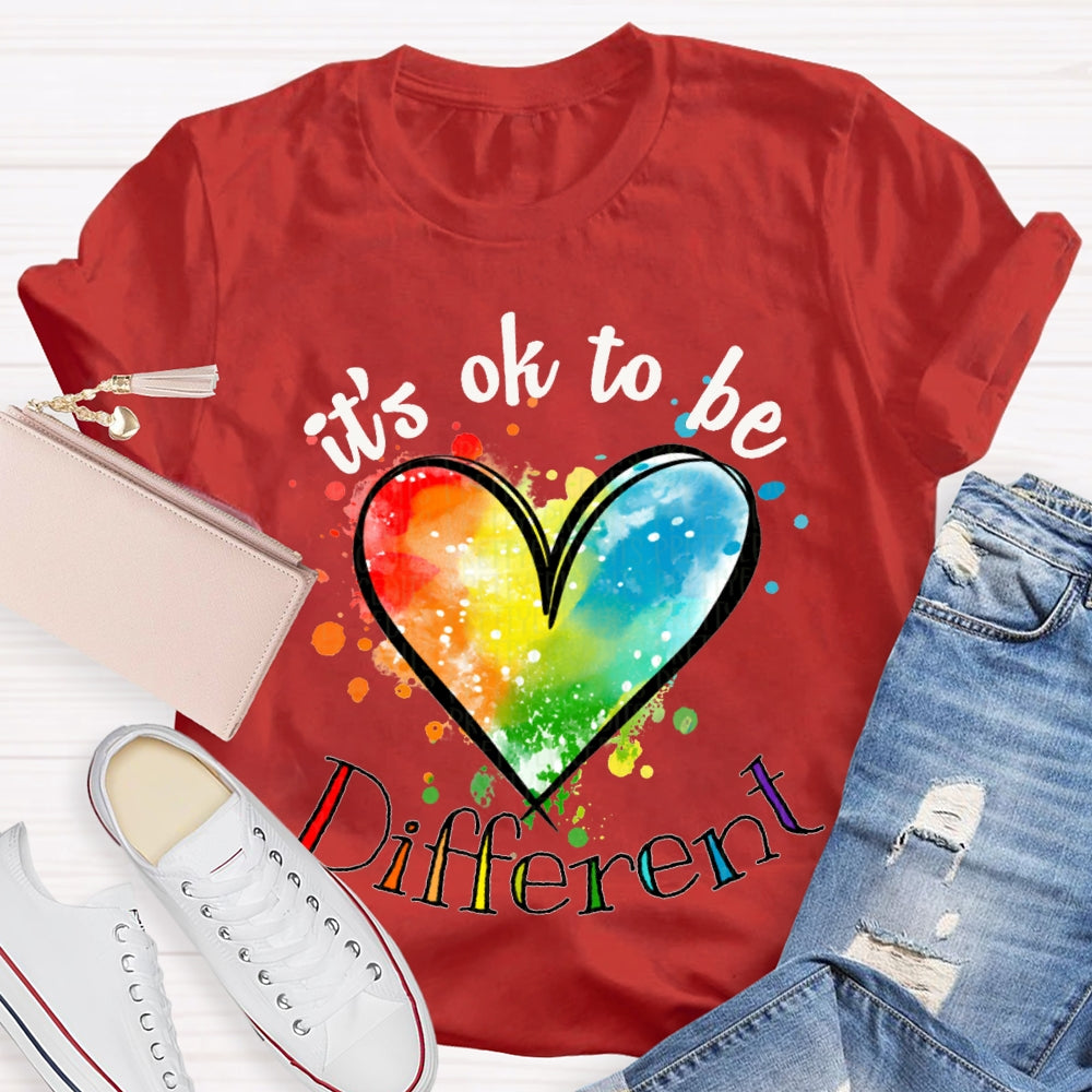 It'S Ok Be Different Colorful Tie-Dye Hearts T-shirt