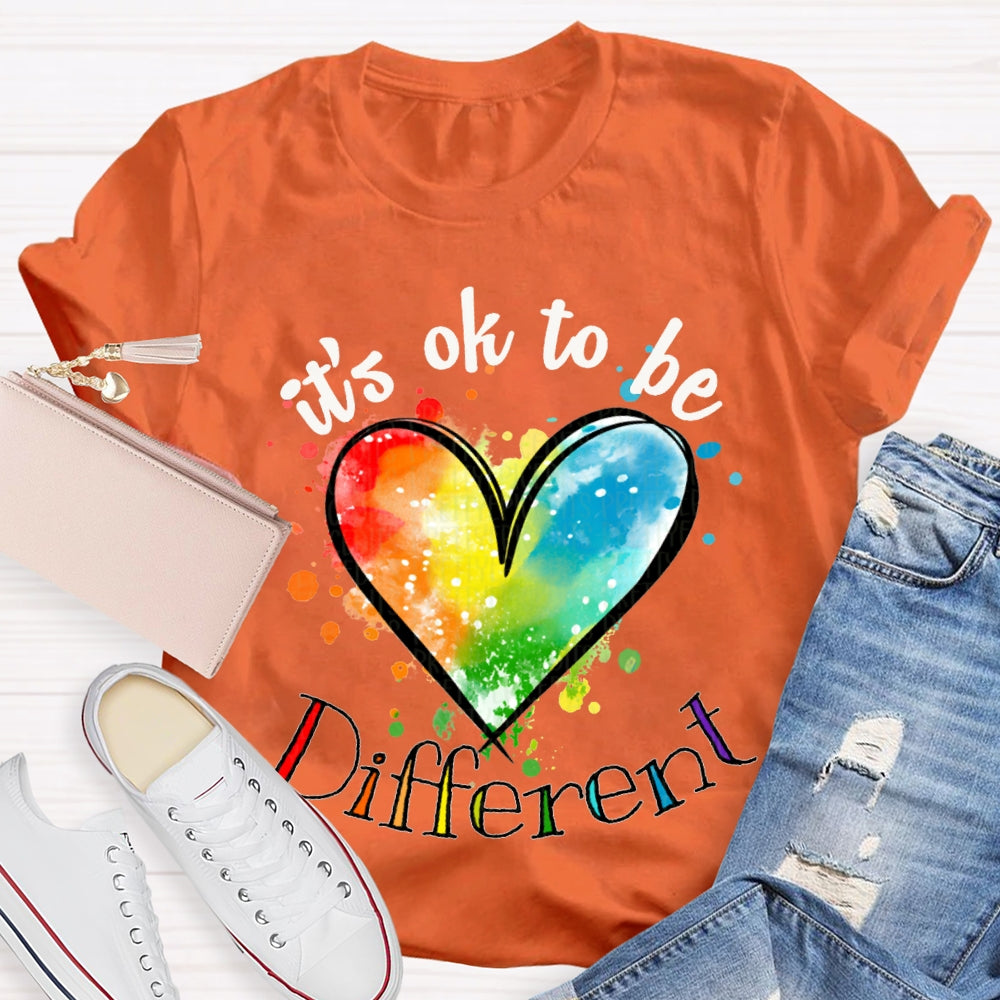 It'S Ok Be Different Colorful Tie-Dye Hearts T-shirt