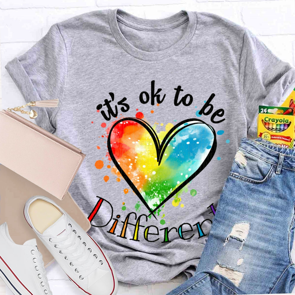 It'S Ok Be Different Colorful Tie-Dye Hearts T-shirt