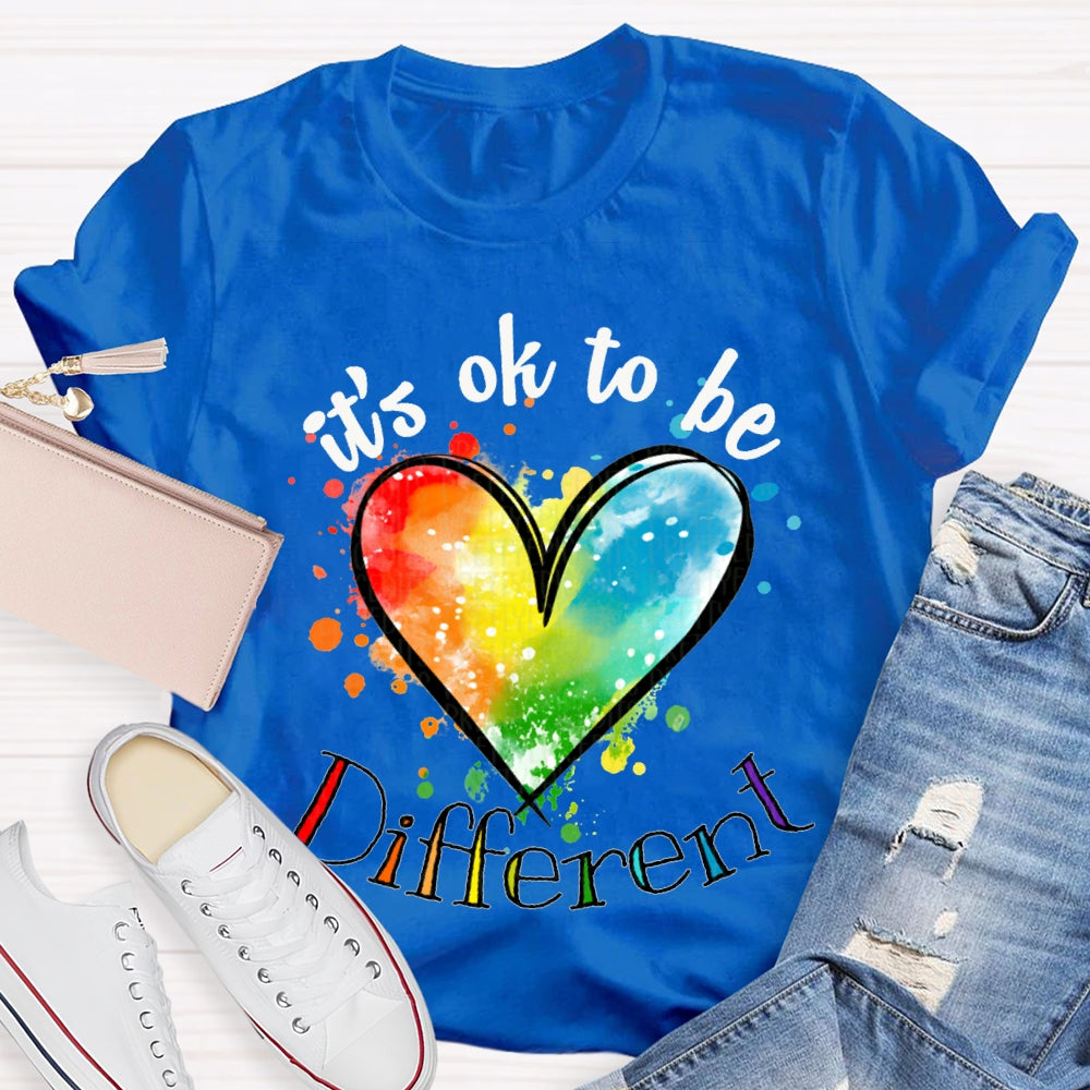It'S Ok Be Different Colorful Tie-Dye Hearts T-shirt
