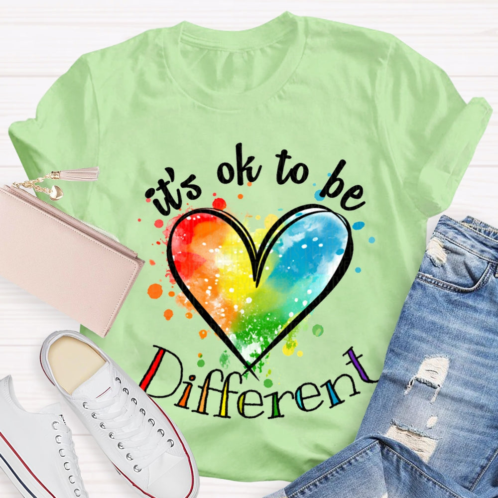 It'S Ok Be Different Colorful Tie-Dye Hearts T-shirt