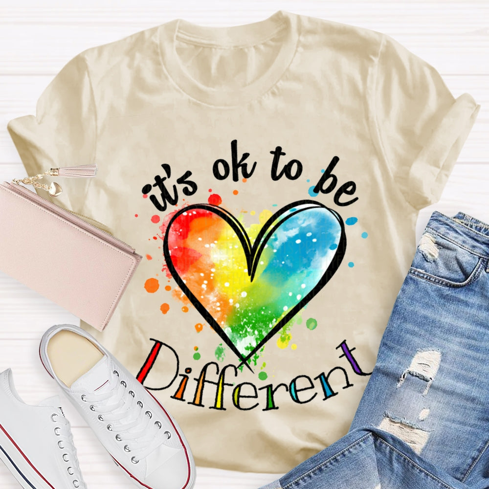 It'S Ok Be Different Colorful Tie-Dye Hearts T-shirt