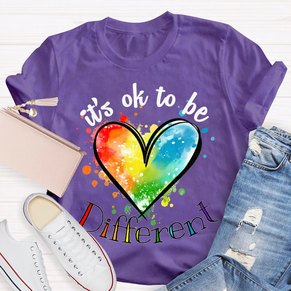 It'S Ok Be Different Colorful Tie-Dye Hearts T-shirt
