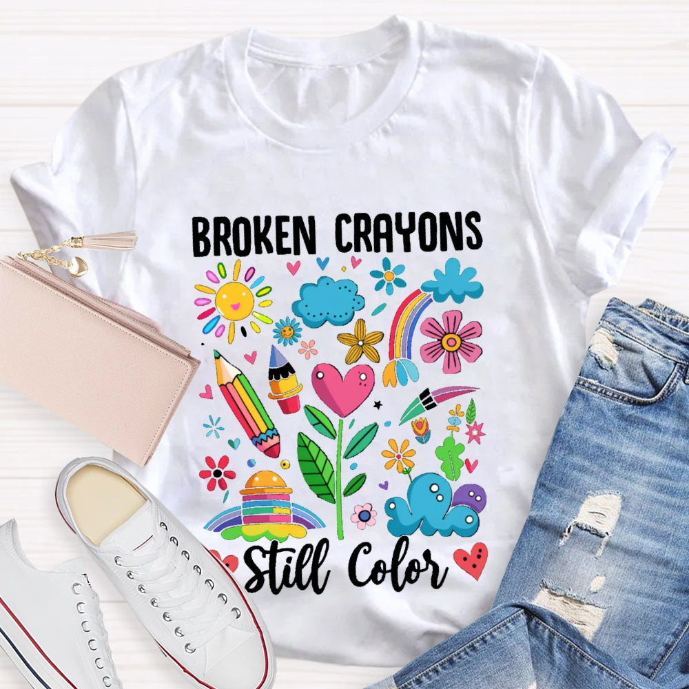 Broken Crayons Still Color Colorful Pattern Prints T-shirt