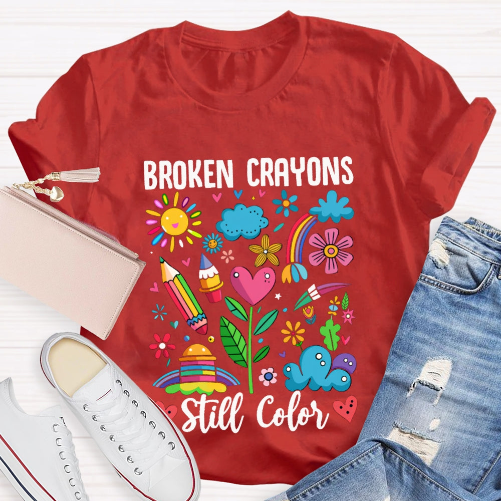 Broken Crayons Still Color Colorful Pattern Prints T-shirt
