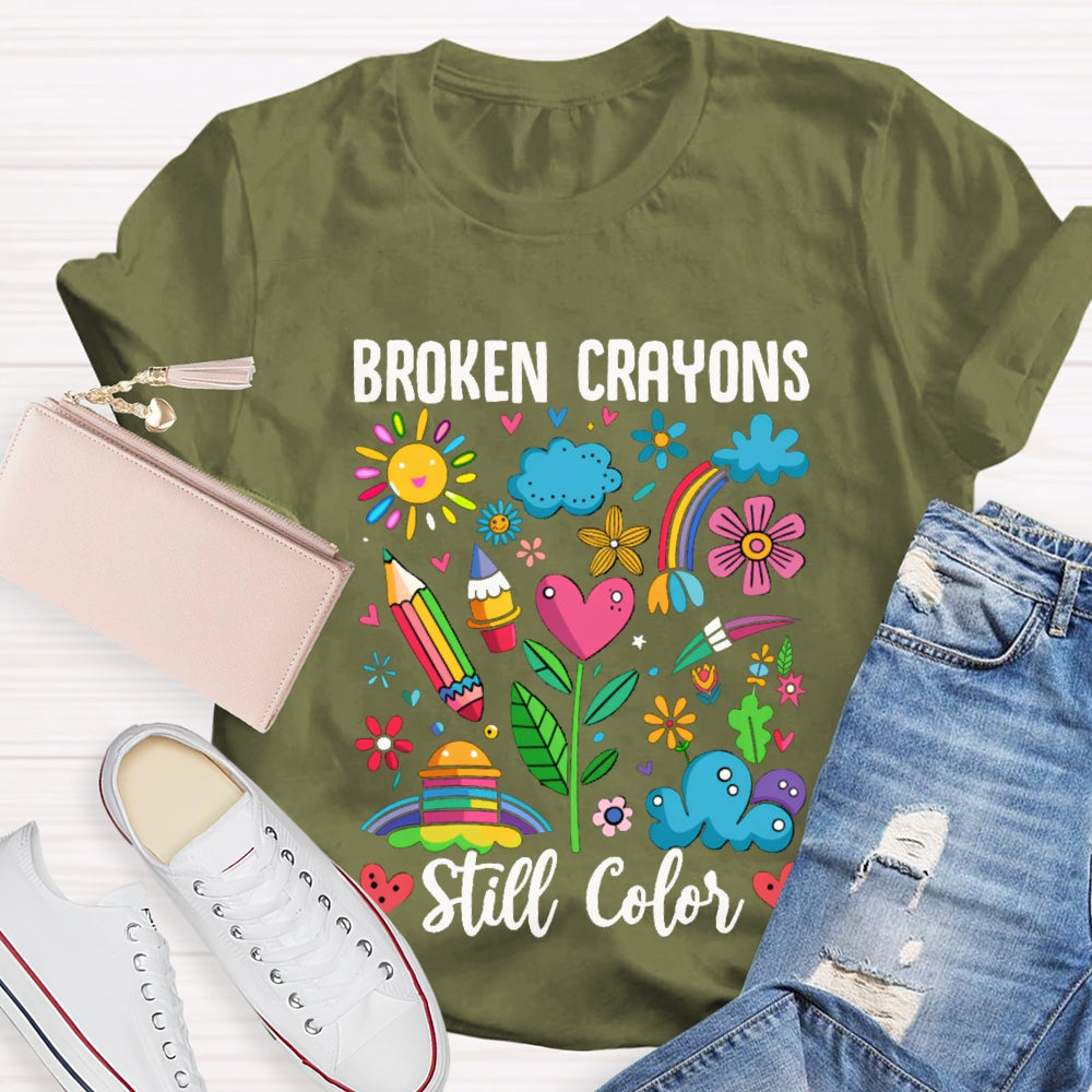 Broken Crayons Still Color Colorful Pattern Prints T-shirt