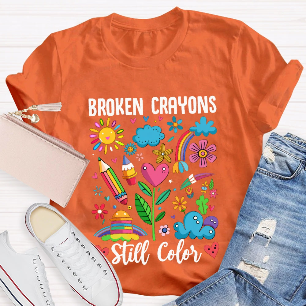 Broken Crayons Still Color Colorful Pattern Prints T-shirt