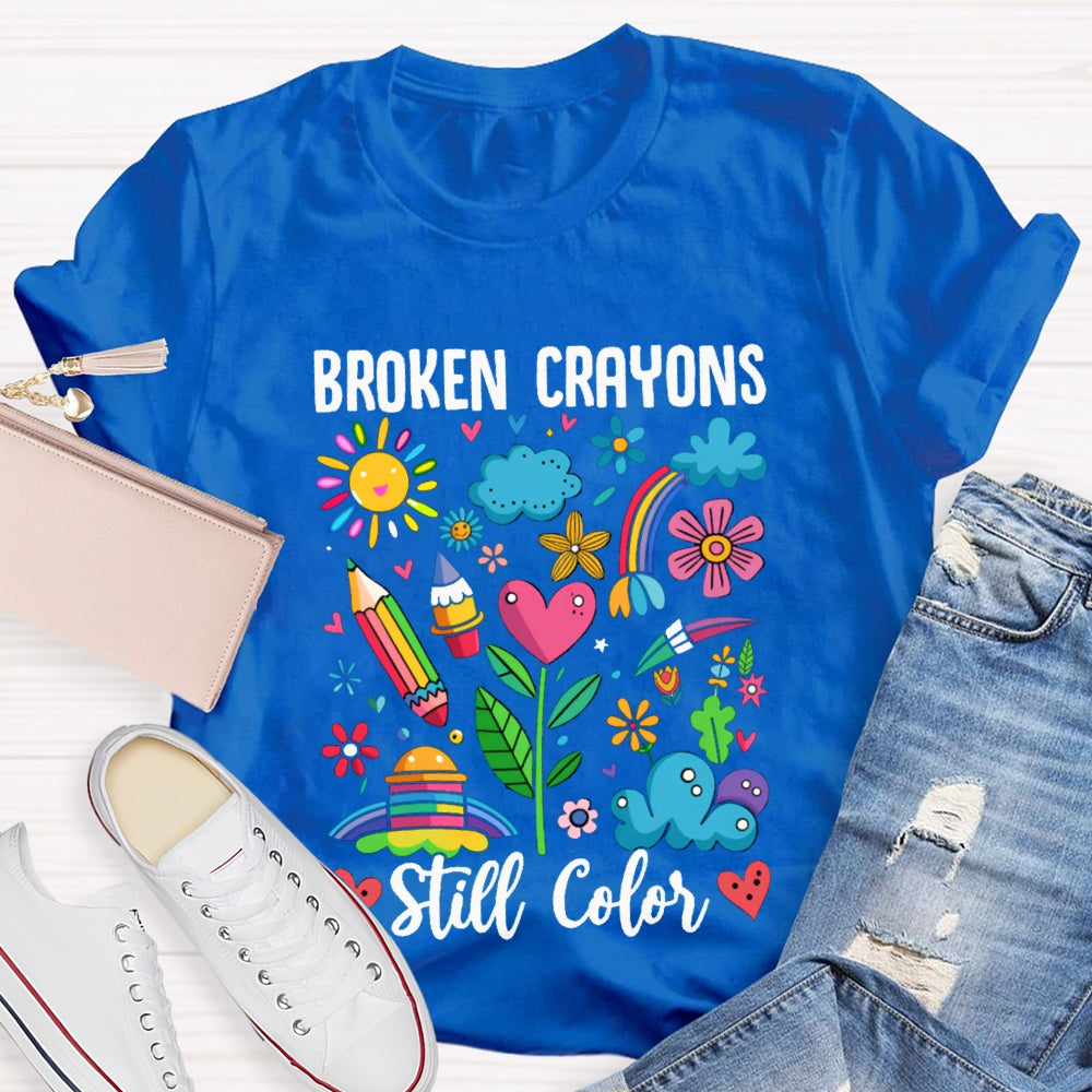 Broken Crayons Still Color Colorful Pattern Prints T-shirt