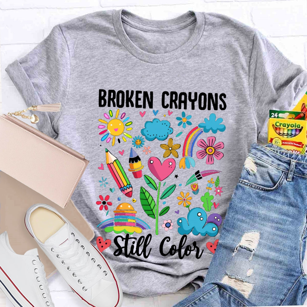 Broken Crayons Still Color Colorful Pattern Prints T-shirt