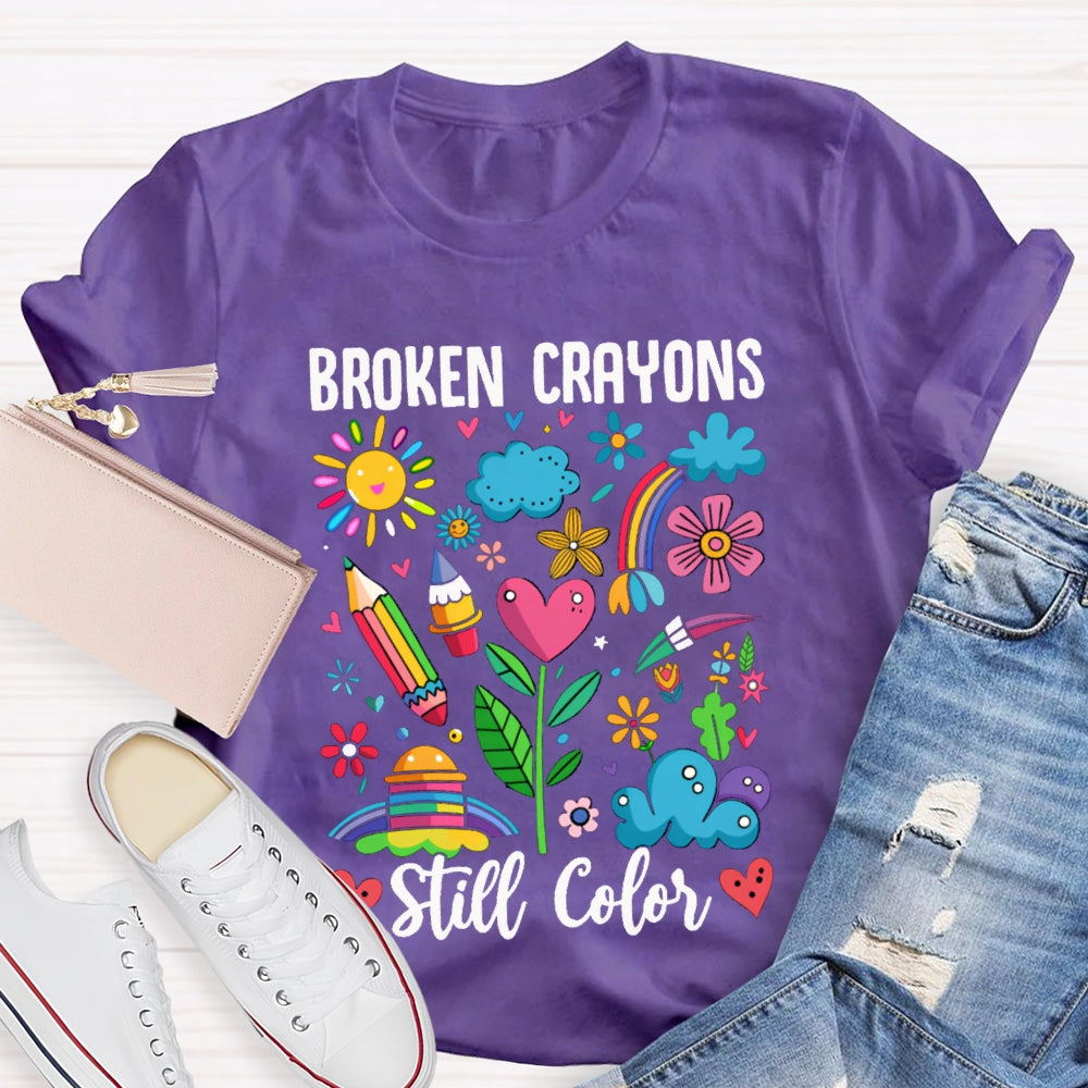 Broken Crayons Still Color Colorful Pattern Prints T-shirt