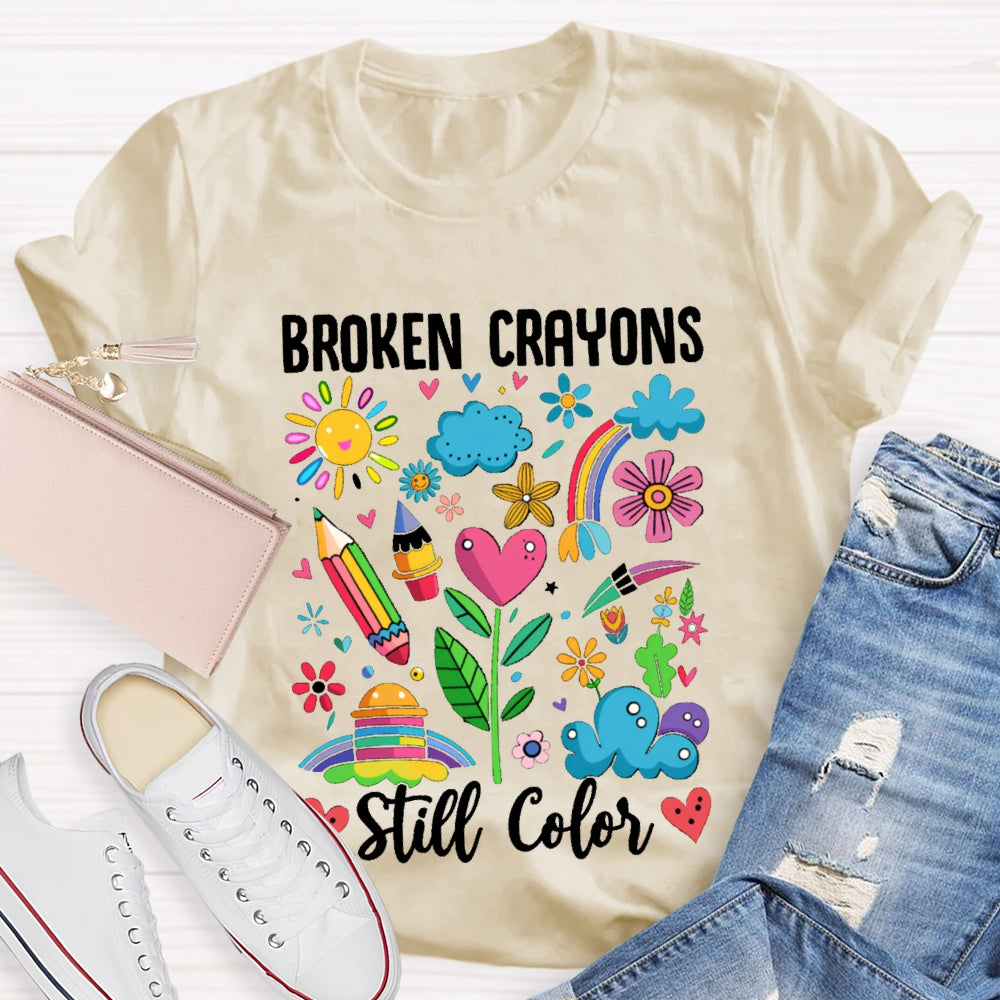 Broken Crayons Still Color Colorful Pattern Prints T-shirt