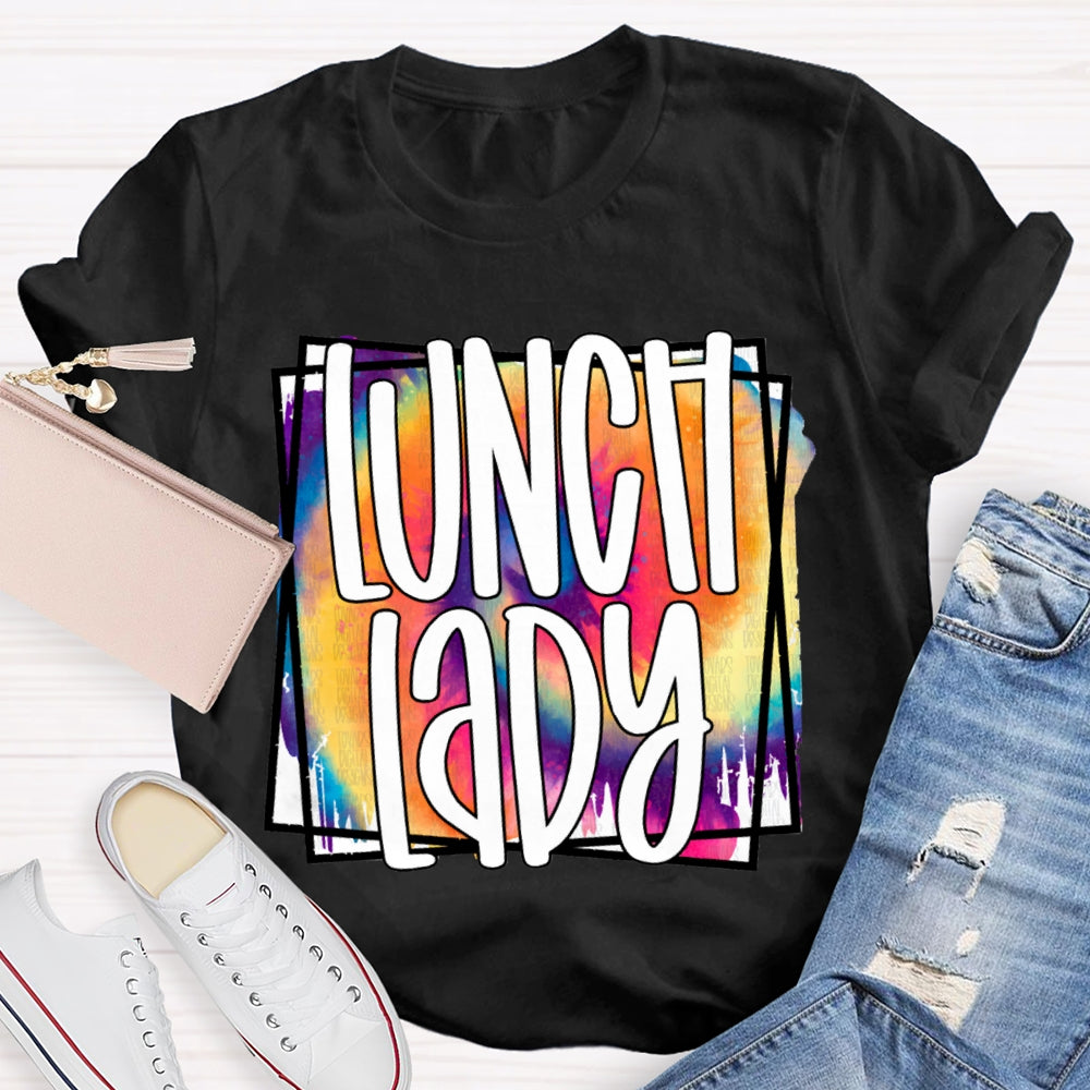 Lunch Lady Colorful Tie-Dye Print T-shirt