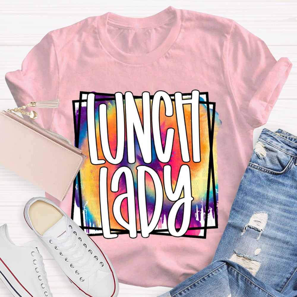 Lunch Lady Colorful Tie-Dye Print T-shirt