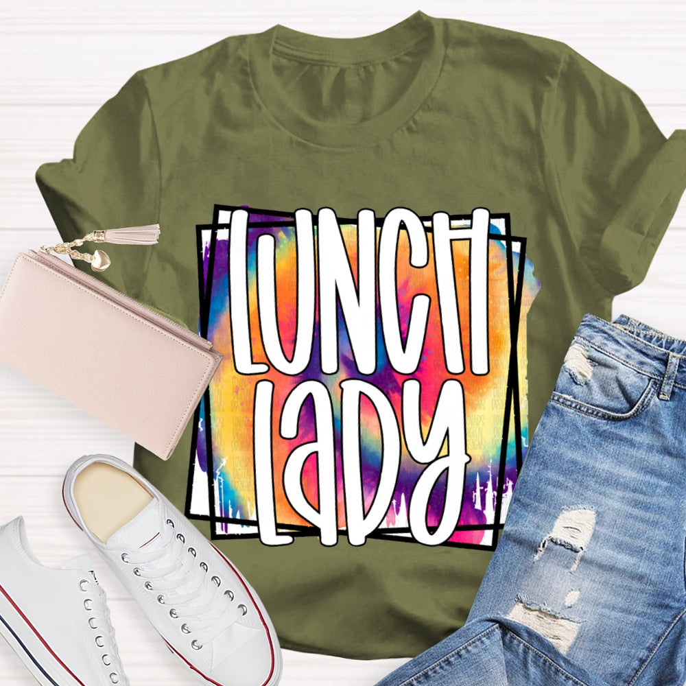 Lunch Lady Colorful Tie-Dye Print T-shirt