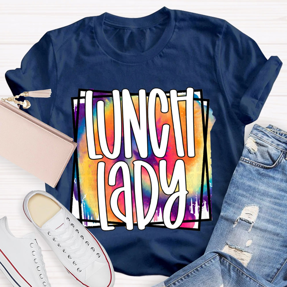 Lunch Lady Colorful Tie-Dye Print T-shirt