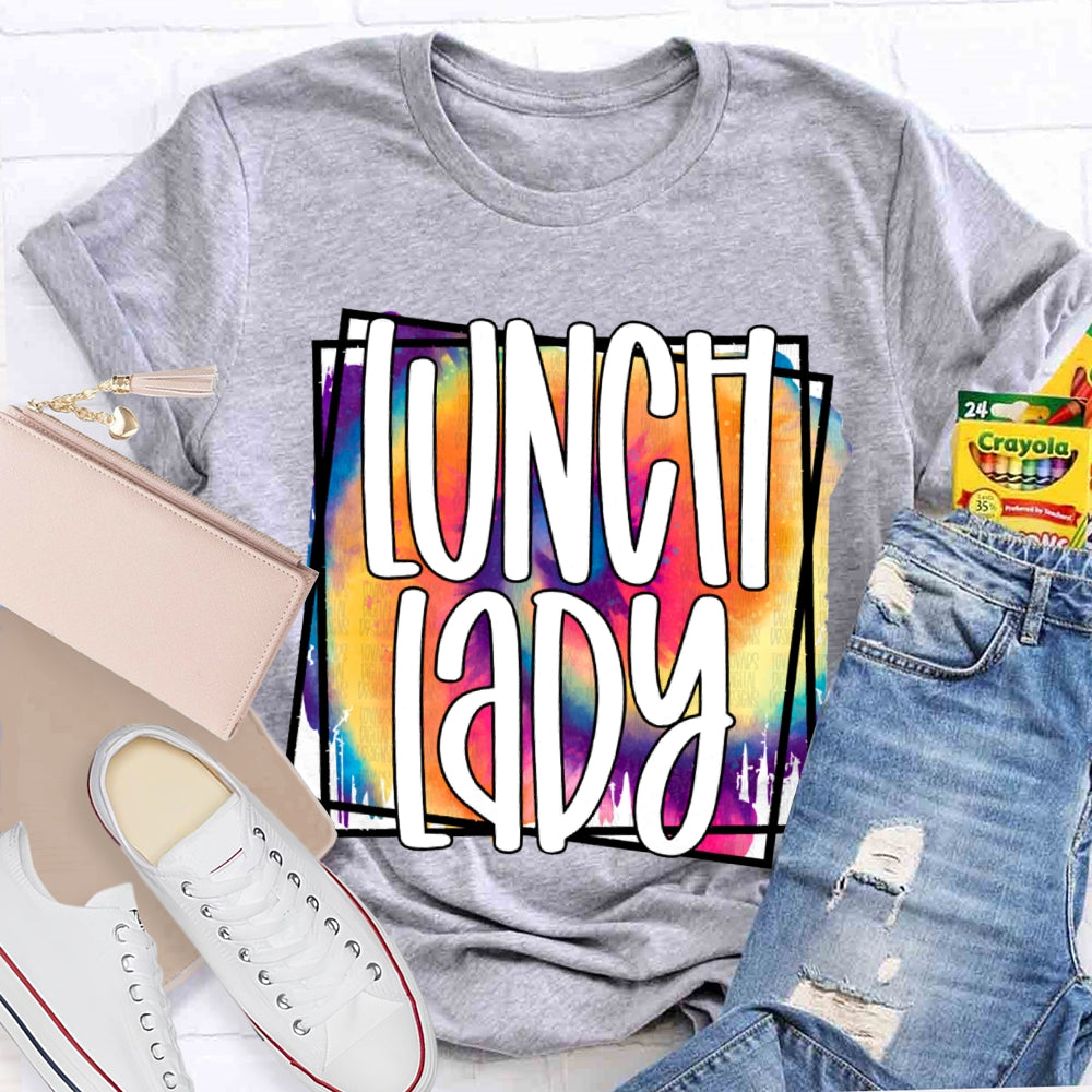 Lunch Lady Colorful Tie-Dye Print T-shirt